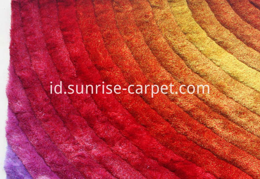 Polyester Silk Shaggy 3D Warna Karpet Multi Polyester Silk Shaggy 3D Multi Color Rug
